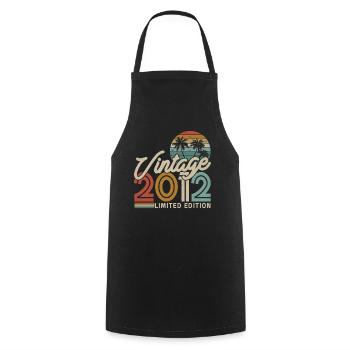 Vintage Birthday Gift 2012, 11/12 years - Cooking Apron - black - Front - AI Model Male 185 dark (185cm)