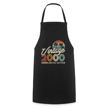 Vintage Birthday Gift 2000 - Cooking Apron - black - Front - AI Model Male 185 dark (185cm)