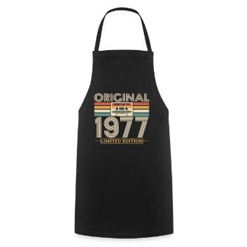 Gift 46-47 years: Best of 1977 - Cooking Apron - black - Front - AI Model Male 185 dark (185cm)