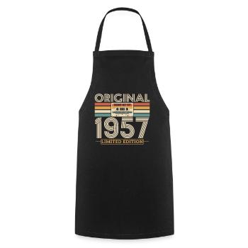 1957 Cadeau d’anniversaire Vintage - Tablier de cuisine - noir - Devant - AI Model Male 185 dark (185cm)
