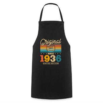 Vintage Birthday Gift 1936, 87/88 years - Cooking Apron - black - Front - AI Model Male 185 dark (185cm)