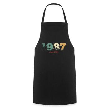 Nature Vintage Gift 1987 - Cooking Apron - black - Front - AI Model Male 185 dark (185cm)