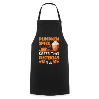 Cool Pumpkin Spice garde cet électricien agréable - Tablier de cuisine - noir - Devant - AI Model Male 185 dark (185cm)