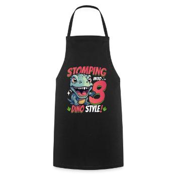 T-Rex Turning 8: Stomping into 8th Dino Style Bday - Cooking Apron - black - Front - AI Model Male 185 dark (185cm)
