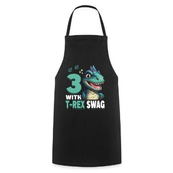 3rd Year Roar Celebrate 3 With T-Rex Swag Dinosaur - Cooking Apron - black - Front - AI Model Male 185 dark (185cm)