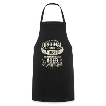 Vintage 1981 Birthday Surprise - Cooking Apron - black - Front - AI Model Male 185 dark (185cm)