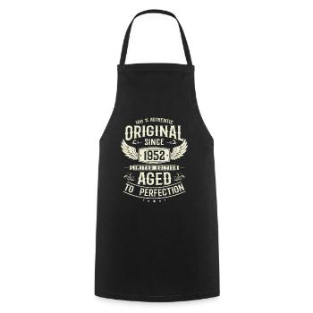 Cadeau nostalgique : anniversaire de 1952 - Tablier de cuisine - noir - Devant - AI Model Male 185 dark (185cm)