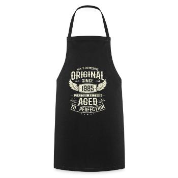 Vintage 1985 Birthday Gift - Cooking Apron - black - Front - AI Model Male 185 dark (185cm)