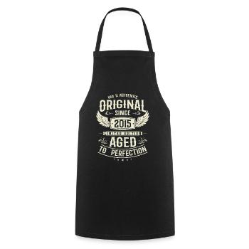 Vintage 2015 Birthday Gift - Cooking Apron - black - Front - AI Model Male 185 dark (185cm)