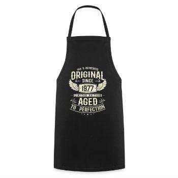Vintage 1977 Birthday Surprise - Cooking Apron - black - Front - AI Model Male 185 dark (185cm)