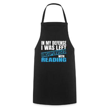 Pour ma défense, j’ai été laissé sans surveillance de lecture - Tablier de cuisine - noir - Devant - AI Model Male 185 dark (185cm)
