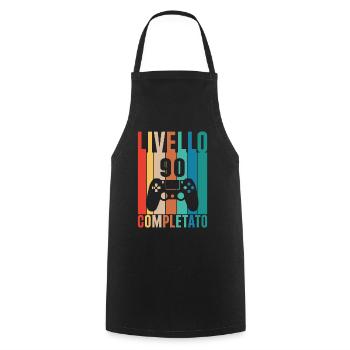 Birthday at Level 90 - Retro Style - Cooking Apron - black - Front - AI Model Male 185 dark (185cm)