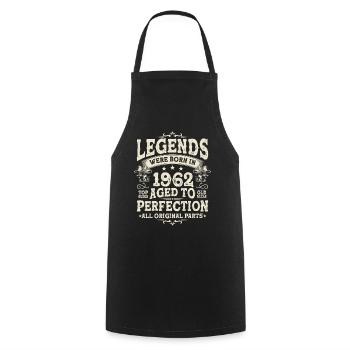 Légendaire : Né en 1962 - Tablier de cuisine - noir - Devant - AI Model Male 185 dark (185cm)