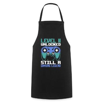 Level 11 Unlocked Still a Gaming Legend Birthday - Kochschürze - Schwarz - Vorne - AI Model Male 185 dark (185cm)