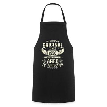 Cadeau d’anniversaire authentique 1956 - Tablier de cuisine - noir - Devant - AI Model Male 185 dark (185cm)