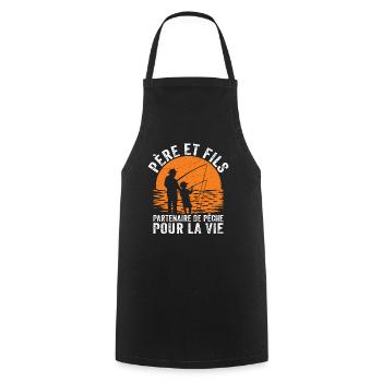 Père et fils partenaire de pêche pour la vie - Tablier de cuisine - noir - Devant - AI Model Male 185 dark (185cm)