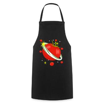 Tomates dans l’espace Tomate - Tablier de cuisine - noir - Devant - AI Model Male 185 dark (185cm)