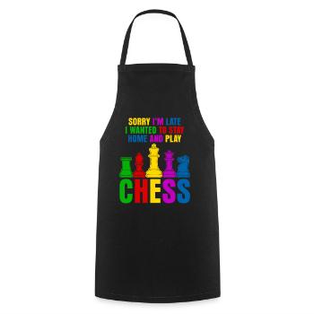 Funny Chess Pieces - Kochschürze - Schwarz - Vorne - AI Model Male 185 dark (185cm)