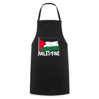 Fier du drapeau de la Palestine - Tablier de cuisine - noir - Devant - AI Model Male 185 dark (185cm)