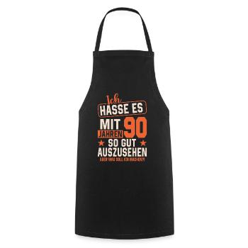 90 Jahre – Vintage Geburtstag - Kochschürze - Schwarz - Vorne - AI Model Male 185 dark (185cm)