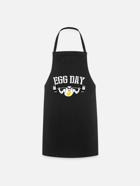Egg Leg Day Bodybuilding with Eggs - Cooking Apron - black