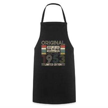1953: Vintage 70th Birthday - Cooking Apron - black - Front - AI Model Male 185 dark (185cm)
