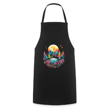 Hippie Love Nature Colorful Meditation - Cooking Apron - black - Front - AI Model Male 185 dark (185cm)