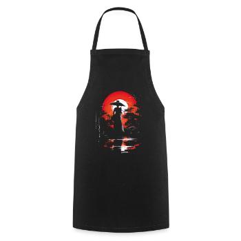 Geisha Kyoto Kimono Culture Samurai Anime Shrine - Cooking Apron - black - Front - AI Model Male 185 dark (185cm)