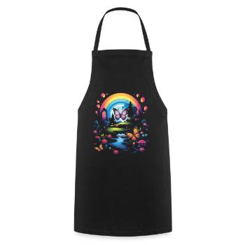 Cute Kawaii Rainbow Butterflies Dream - Cooking Apron - black - Front - AI Model Male 185 dark (185cm)