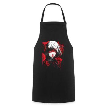 Anime Goth Fille Esthétique Foncé Pastel Edgy Homme - Tablier de cuisine - noir - Devant - AI Model Male 185 dark (185cm)