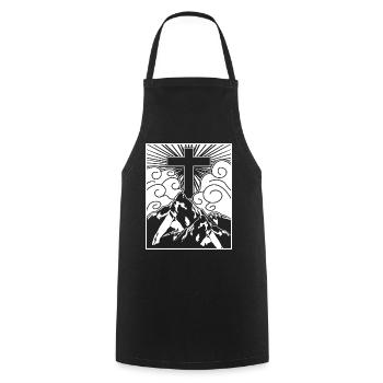 Cross Jesus Christ Christianity - Cooking Apron - black - Front - AI Model Male 185 dark (185cm)