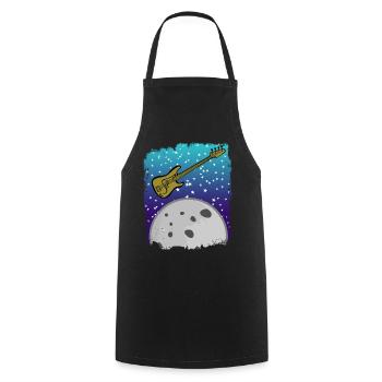 Guitare basse avec lune dans l’espace - Tablier de cuisine - noir - Devant - AI Model Male 185 dark (185cm)
