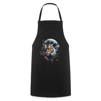 Clair De Lune, Tigre, Chinois, Japonais, Chine - Tablier de cuisine - noir - Devant - AI Model Male 185 dark (185cm)