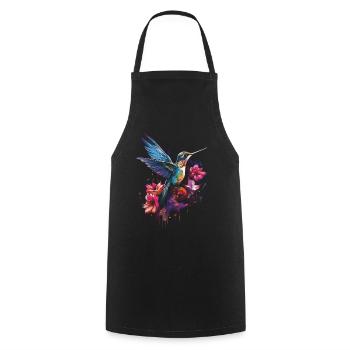 Hummingbird Floral Bird Artwork - Cooking Apron - black - Front - AI Model Male 185 dark (185cm)