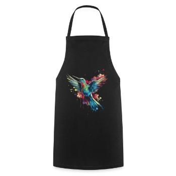 Hummingbird Floral Bird Artwork - Cooking Apron - black - Front - AI Model Male 185 dark (185cm)