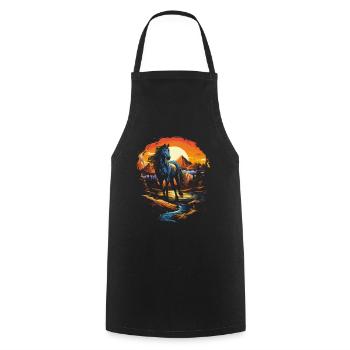 Horse, Nature, Wilderness - Cooking Apron - black - Front - AI Model Male 185 dark (185cm)