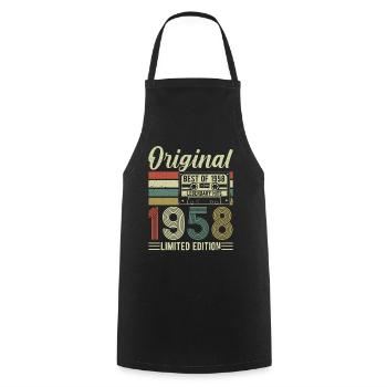 Vintage Birthday 1958 - Cooking Apron - black - Front - AI Model Male 185 dark (185cm)