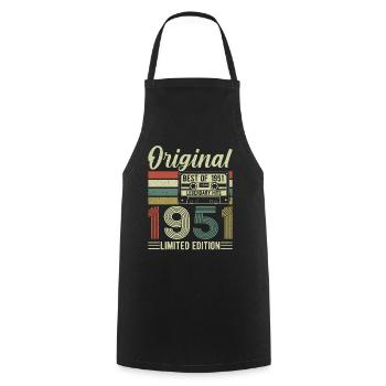 Vintage Birthday 1951 - Cooking Apron - black - Front - AI Model Male 185 dark (185cm)