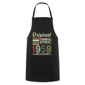 Vintage 1959 - Zeitloser Geburtstagsgenuss - Kochschürze - Schwarz - Vorne - AI Model Male 185 dark (185cm)