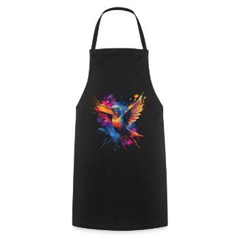 Kolibri Kunstwerk Bunt Vogelliebhaber - Kochschürze - Schwarz - Vorne - AI Model Male 185 dark (185cm)