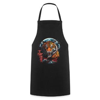 Clair de lune Fantaisie Asie japonaise Mythologie du tigre - Tablier de cuisine - noir - Devant - AI Model Male 185 dark (185cm)