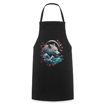 Loup Japonais Art Japonais Anime Traditionnel - Tablier de cuisine - noir - Devant - AI Model Male 185 dark (185cm)