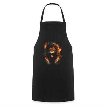 Lion, Feu, Animal, Jungle, Savane, faune, Symbole - Tablier de cuisine - noir - Devant - AI Model Male 185 dark (185cm)