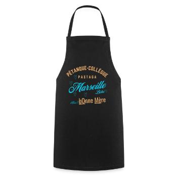 Marseille Fun Tee - Tablier de cuisine - noir - Devant - AI Model Male 185 dark (185cm)