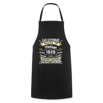 75e anniversaire Millésime 1949 - Tablier de cuisine - noir - Devant - AI Model Male 185 dark (185cm)