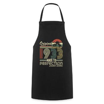 Millésime 1933 Anniversaire - Tablier de cuisine - noir - Devant - AI Model Male 185 dark (185cm)