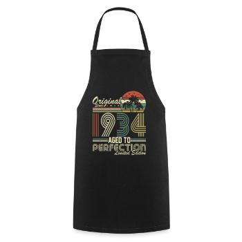 90th Birthday Vintage Retro - Original 1934 - Cooking Apron - black - Front - AI Model Male 185 dark (185cm)