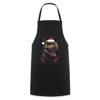 T-rex Noël Dino Festif - Tablier de cuisine - noir - Devant - AI Model Male 185 dark (185cm)