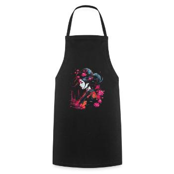 Geisha Manga Japon Art du samouraï - Tablier de cuisine - noir - Devant - AI Model Male 185 dark (185cm)