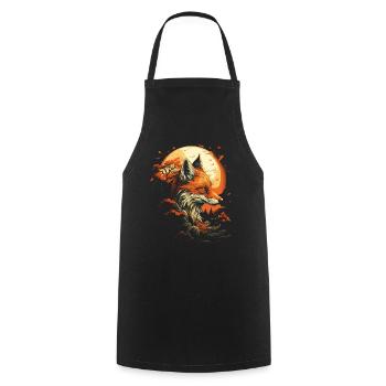 Fantay Fox Magic Fox - Cooking Apron - black - Front - AI Model Male 185 dark (185cm)